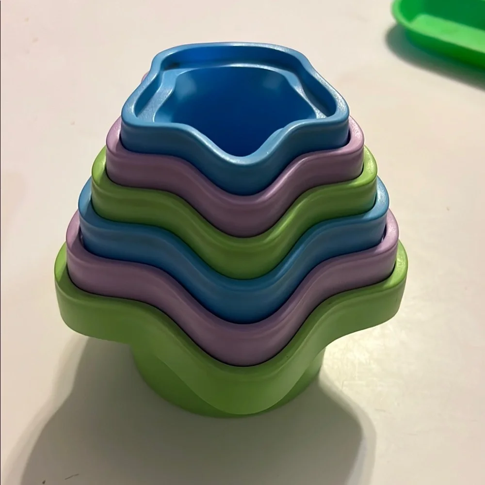 My First Stacking Cups - 6pc Color & Shape Identification bath toy Green toys